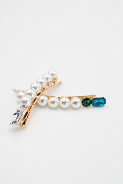 Jumbo Pearls with Stones Hairpin